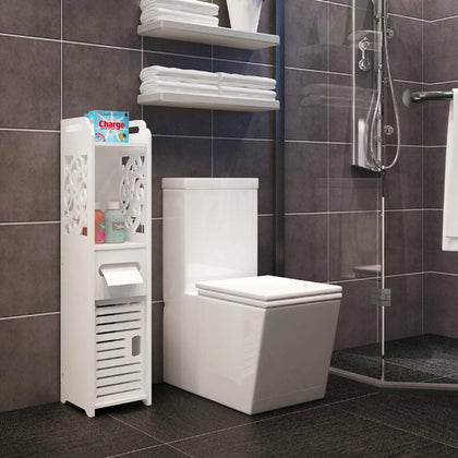 Modern Wooden Bathroom Shelf Cabinet Cupboard Bedroom Storage Unit Free Standing