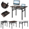 Foldable Table Computer Desk Wooden Tabletop Metal Legs Home Office Furniture UK