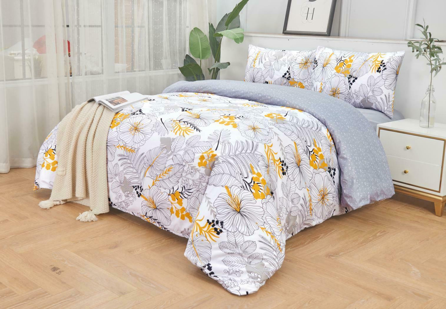 Luxury Floral Duvet Cover Pillowcase Quilt Bedding Sets Single Double King Size