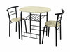 3 Piece Modern Breakfast Bar Dining Table and 2 Chairs Set Metal Frame Kitchen