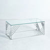 Modern Coffee Table Tempered Glass Top Sliver Chrome Base Living Room Furnitures