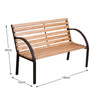Slatted Garden Bench 3 Seater Wood Steel Outdoor Patio Chair Seat Furniture