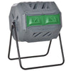 160L Outdoor Tumbling Compost Bin w/ Dual Chamber, Sliding Doors, Grey
