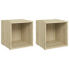 TV Cabinets 2 pcs Oak 37x35x37 cm Chipboard Living Room Hot Sale
