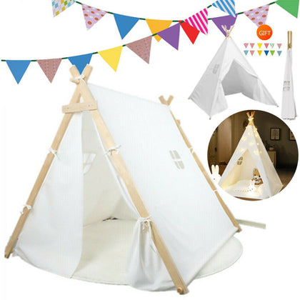 KIDS TENT WIGWAM TEEPEE CHILDREN CAMPING INDOOR OUTDOOR PLAYHOUSE COTTON CANVAS