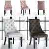 Retro Velvet Button Back Knocker Dining Chairs Wooden Legs 2/4 PCS Dinner Seat