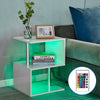 LED White High Gloss Side End Table Coffee Table Multi-color Remote Control New