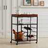 3 Tier Bar Kitchen Drinks Serving Trolley Rolling Wine Bottles/Cup Storage Rack