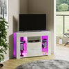 100cm Corner TV Stand Cabinet White High Gloss Door & Matt Body Unit RGB LED