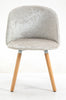 2x Crushed Velvet Fabric Chair / Padded Seat / Wooden Leg / Light Grey