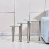 Clear Modern Glass Nest of 3 Tables Side End Corner Sofa Table Set Cara Coffee