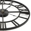 LARGE WALL CLOCK METAL BIG ROMAN NUMERALS GIANT OPEN FACE HOME DECOR 40CM BLACK