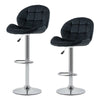 2x Black Velvet Bar Stools Swivel Gas Lift Pub Chair Stool Adjustable Chrome Leg
