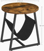 Industrial Style Coffee Table Rustic End Side Metal Magazine Pocket Metal Round