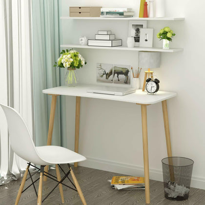 Computer Desk Simple PC Laptop Study Desk for Home Office Writing Table Grey