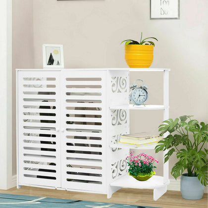 4 Tier Large Wooden Shoe Cabinet Storage Cupboard Footwear Stand Rack Hallway