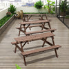 Outdoor Garden Patio Wooden Picnic Table Pub Beer Bar Bench Chair W/Parasol Hole