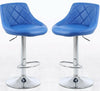2 × BLUE Bar Stools Leather Chairs Breakfast Chairs Swivel Gas Lift Kitchen (BLUE)