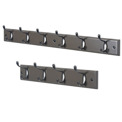 4 6 Double Hook Wall Mounted Door Clothes Hanger Coat Rack in Charcoal Grey