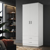 Modern Wardrobe 2 Door Storage Cabinet with Hanging Rail Matte Bedroom Furniture
