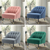 Scallop Back Armchair with Button Tufted Lounge Chair Living Bedroom Sofa Stool