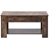 Wooden Coffee Table With Storage Shelf Lift Top Up Desk Drawer Living Room