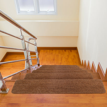 15PCS Carpet Stair Treads Non Slip Adhesive Carpet Kids Elder Pet Stair Pads Set