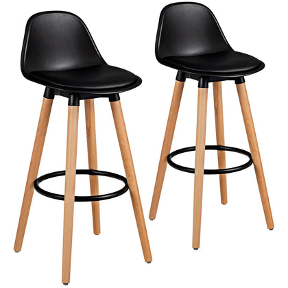 2x Breakfast Bar Stool High Chair PU Leather Kitchen Chrome w/Footrest Home Shop