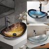 Countertop Basin Set Tempered Glass Wash Bowl Waste Tap Under Sink Unit Cabinet