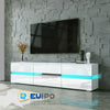 Modern TV Unit Cabinet TV Stand Sideboard - White High Gloss Front LED Lights