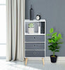 White Tall Unit Storage Side Cabinet with 4 Drawers Slim Living Room Sideboard