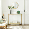 Mid-Century Modern Console Table Luxury Gold Glass Metal Hall Side Large Shelf