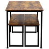 3PCS Dining Table and 2 Benches Set Kitchen Furniture Space-Saving Table Chairs