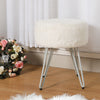White Pink Shaggy Vanity Stool Dressing Table Chair Plush Makeup Ottoman Pouffe