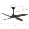 Ceiling Fan Light 48" Remote Control 4 Blades Fan w/ LED Light Reversible Motor