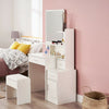 Dressing Table Stool Bedroom Vanity Set Makeup Desk W/ Mirror & 3 Drawers 1 Door