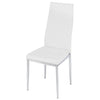 2 Modern White Faux Leather Dining Chairs Padded Seat High Back Chrome Metal Leg