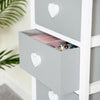 WHITE & GREY 5 DRAWER HEART STORAGE UNIT/CHEST OF DRAWERS/GIRLS BEDROOM