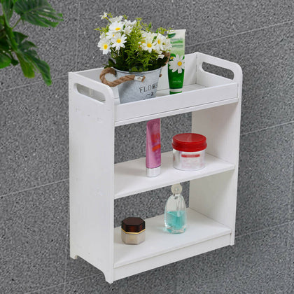 White Floating Wall Mount Bathroom Storage Rack Display Shelf Shower Caddy Unit