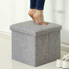 Grey Folding Storage Ottoman Pouffe Makeup Seat Foot Stool Storage Box FootStool