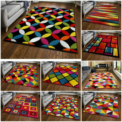 Modern Luxury Hand Carved Multi Colour Carpets Small Large Floor Rugs Runner Mat