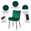 2 X Green Dining Chairs Bench Set Velvet Padded Seat Metal Leg Kitchen Chair New