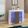 Modern Cabinet Cupboard sideboard TV Unit Brown & White with FREE RGB LED Lights