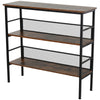 3-Tier Industrial Style Storage Display Shelf Metal Frame Adjustable Feet Brown