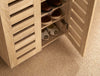 2 Door Oak Wooden Shoe Storage Cabinet Rack Stand Cupboard Slatted Doors
