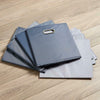 Large Grey Foldable Storage Folding Box Fabric Cube Oval Handle 4 Piece Set