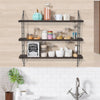 Industrial 3-Tier Shelving Wall Mounted Rustic Hanging Floating Wood Book Shelf