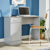 Grey Desk 1 Drawer 1 Door Compact Computer Workstation Home Office Table Tyler