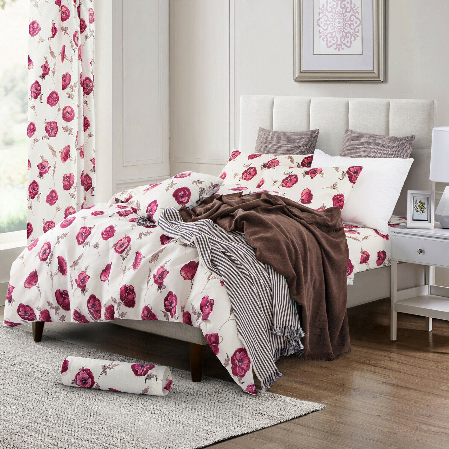 Reversible Duvet Quilt Cover Bedding Set Single Double King Size + Pillow Cases