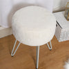 White Pink Shaggy Vanity Stool Dressing Table Chair Plush Makeup Ottoman Pouffe